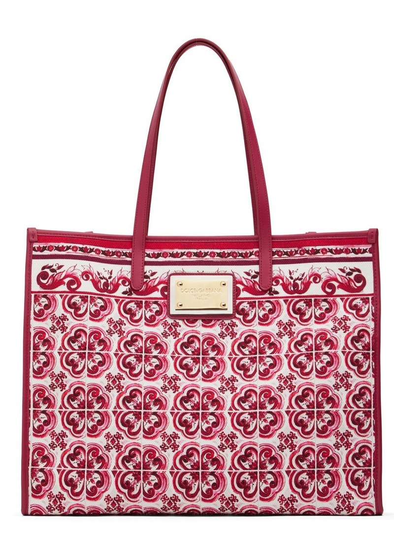 Dolce & Gabbana Large Azulejos Canvas Tote Bag