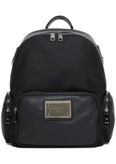 Dolce & Gabbana Leather & Nylon Logo Plaque Backpack