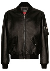Dolce & Gabbana logo-tag leather jacket