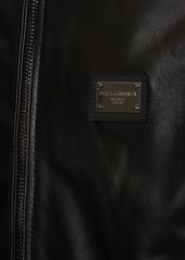 Dolce & Gabbana Leather Hoodie W/logo Plaque