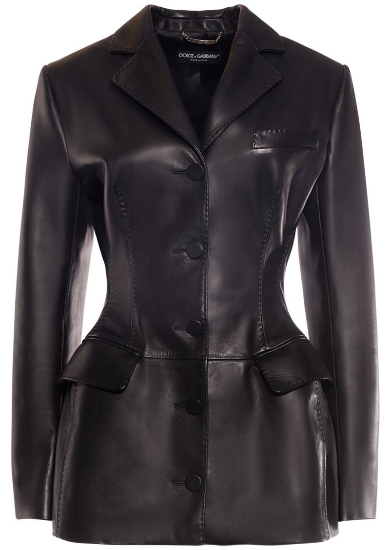 Dolce & Gabbana Leather Single Breasted Jacket