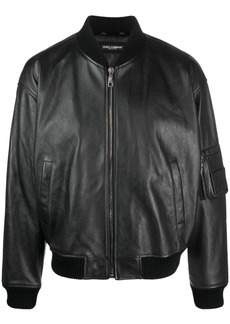 Dolce & Gabbana leather zip-up bomber jacket