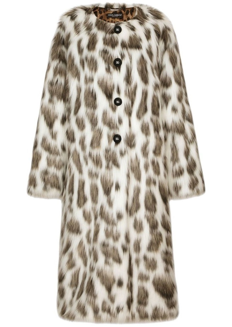 Dolce & Gabbana leopard-print faux-fur coat