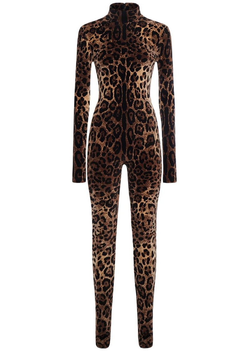 Dolce & Gabbana Leopard Jacquard Chenille Jumpsuit