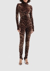 Dolce & Gabbana Leopard Jacquard Chenille Jumpsuit