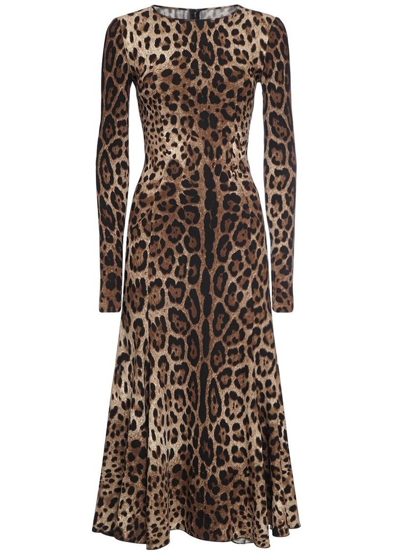 Dolce & Gabbana Leopard Print Cady Midi Dress