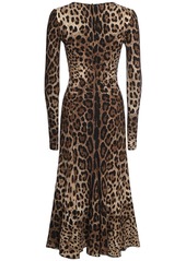 Dolce & Gabbana Leopard Print Cady Midi Dress