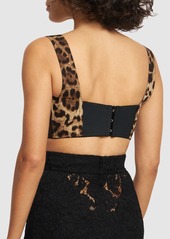 Dolce & Gabbana Leopard Print Charmeuse Crop Top