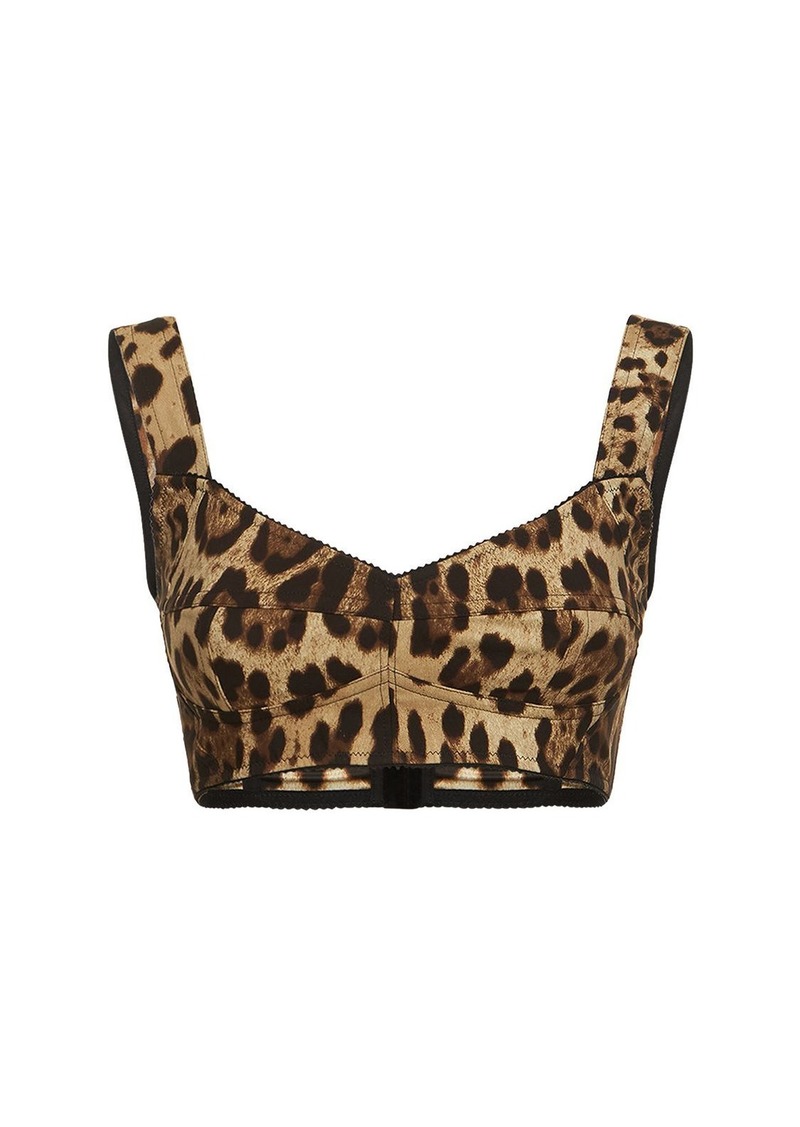 Dolce & Gabbana Leopard Print Charmeuse Crop Top