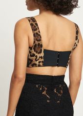 Dolce & Gabbana Leopard Print Charmeuse Crop Top