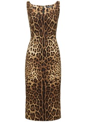 Dolce & Gabbana Leopard Print Charmeuse Midi Dress