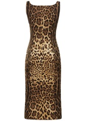 Dolce & Gabbana Leopard Print Charmeuse Midi Dress