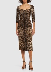 Dolce & Gabbana Leopard Print Corset Midi Dress