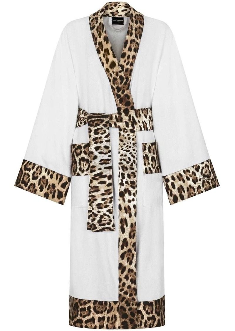 Dolce & Gabbana leopard-print cotton bathrobe