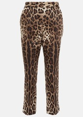 Dolce & Gabbana Leopard-print cropped cotton-blend pants