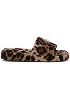 Dolce & Gabbana leopard-print fleece slippers