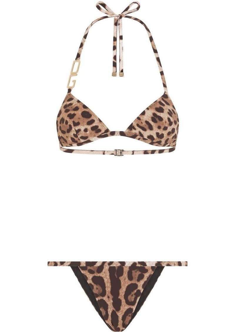 Dolce & Gabbana leopard-print triangle bikini