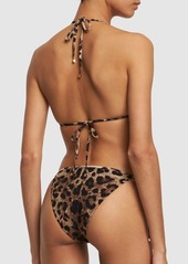 Dolce & Gabbana Leopard Print Jersey Bikini Top