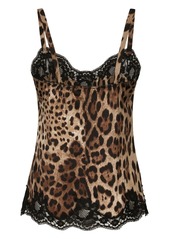 Dolce & Gabbana leopard-print lace-detailing camisole