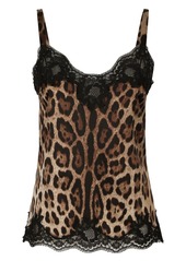 Dolce & Gabbana leopard-print lace-detailing camisole