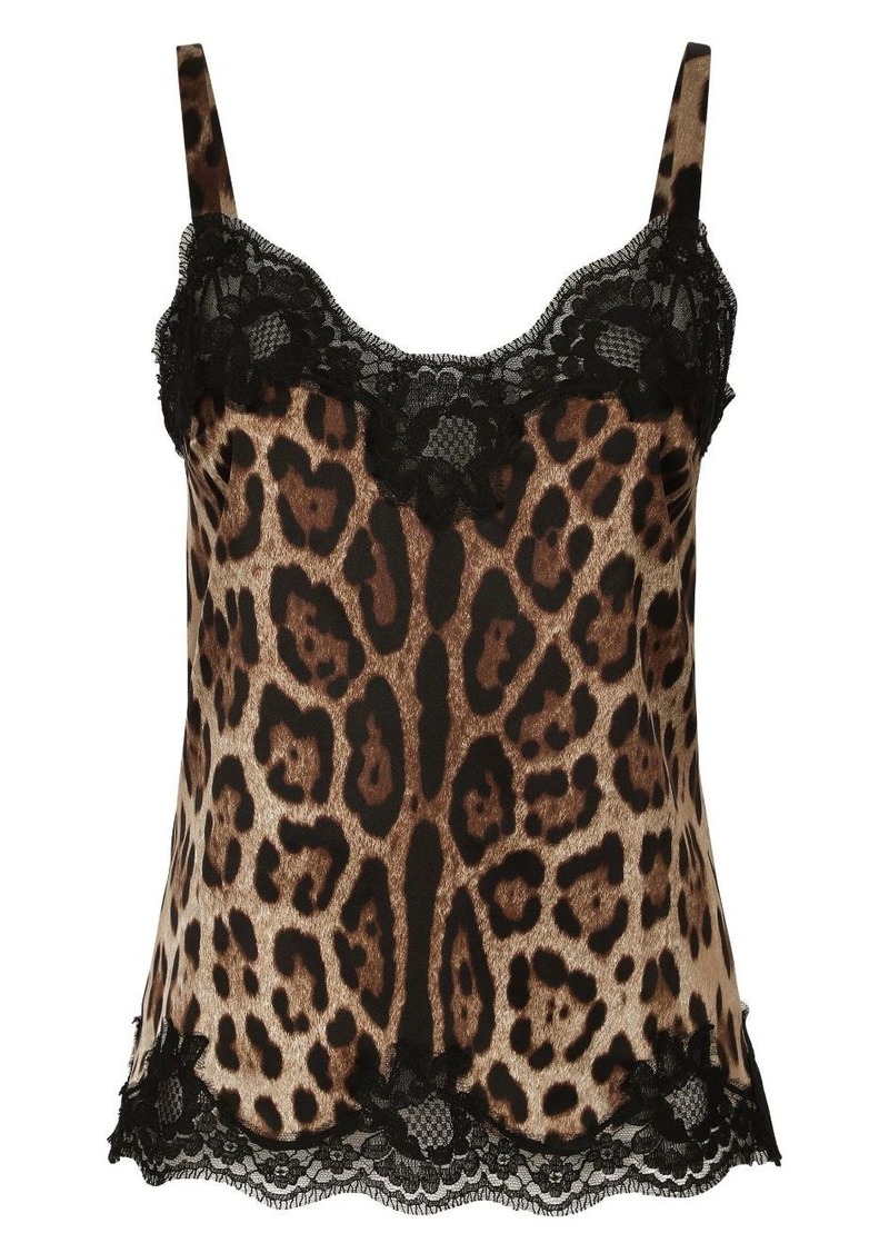 Dolce & Gabbana leopard-print lace-detailing camisole