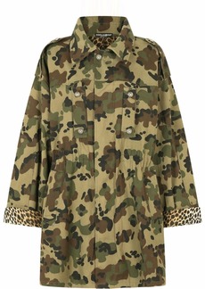 Dolce & Gabbana leopard-print lined military jacket