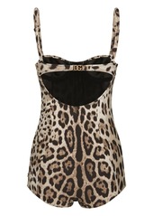 Dolce & Gabbana leopard-print logo-lettering swimsuit