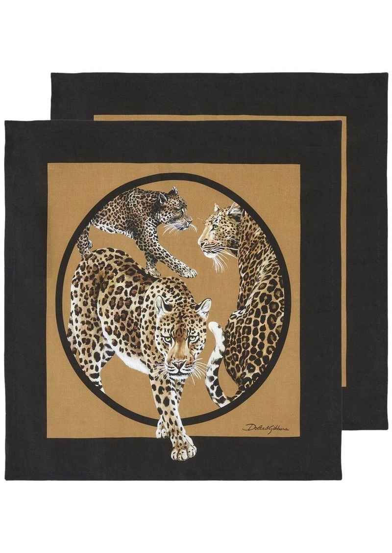 Dolce & Gabbana leopard-print napkin set