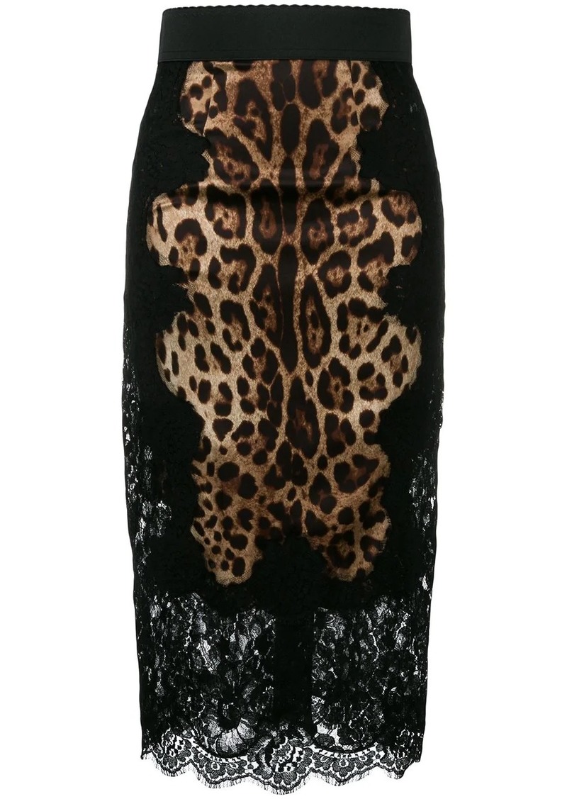 Dolce & Gabbana leopard-print satin midi skirt