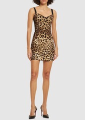 Dolce & Gabbana Leopard Print Satin Mini Dress