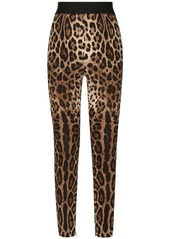 Dolce & Gabbana leopard-print stretch-silk leggings