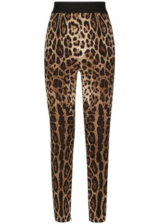 Dolce & Gabbana leopard-print stretch-silk leggings