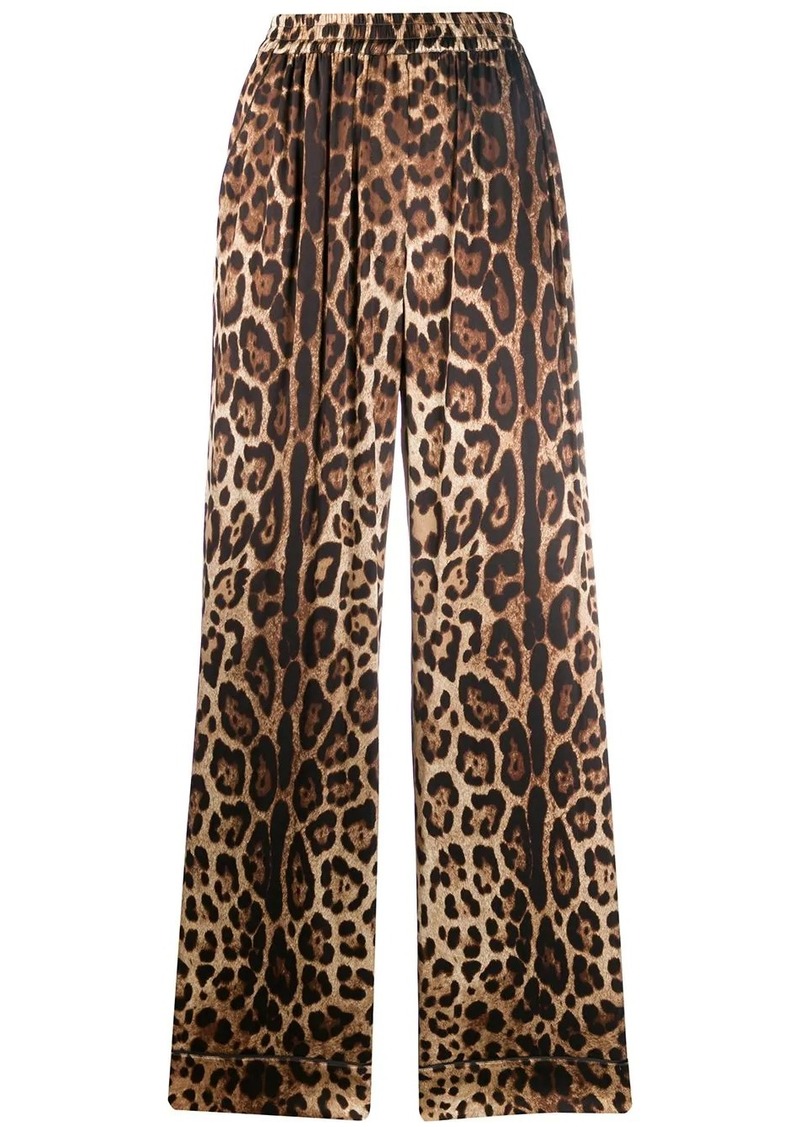 Dolce & Gabbana leopard-print satin pajama bottoms