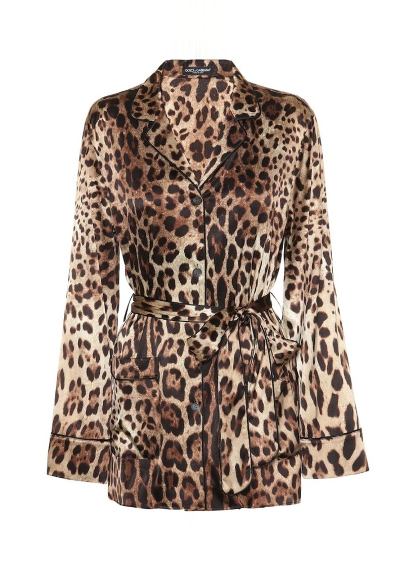 Dolce & Gabbana Leopard-print stretch-silk satin top
