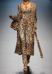 Dolce & Gabbana Leopard Print Stretch Straight Pants