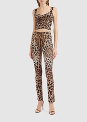 Dolce & Gabbana Leopard Print Stretch Straight Pants