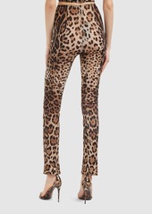 Dolce & Gabbana Leopard Print Stretch Straight Pants