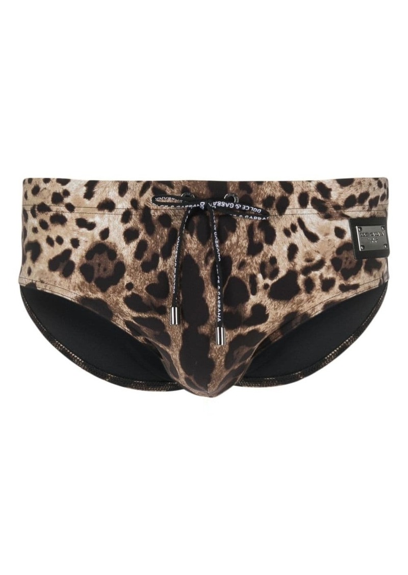 Dolce & Gabbana leopard-print swim briefs