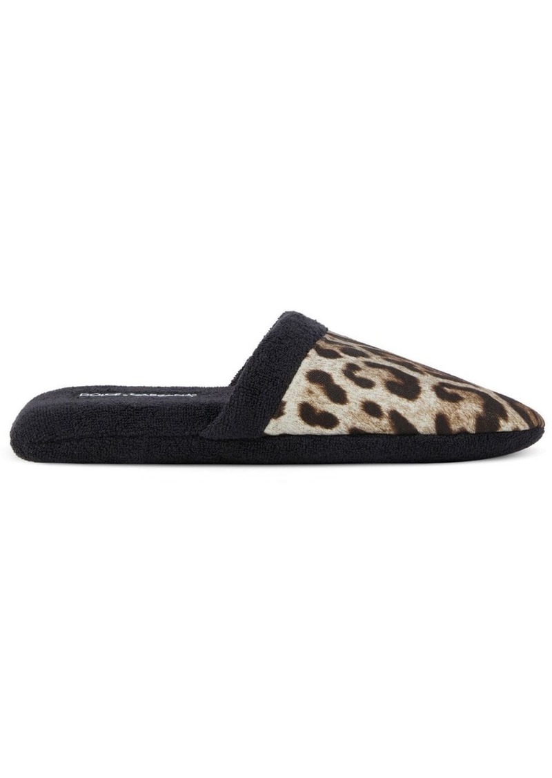 Dolce & Gabbana leopard-print terry slippers