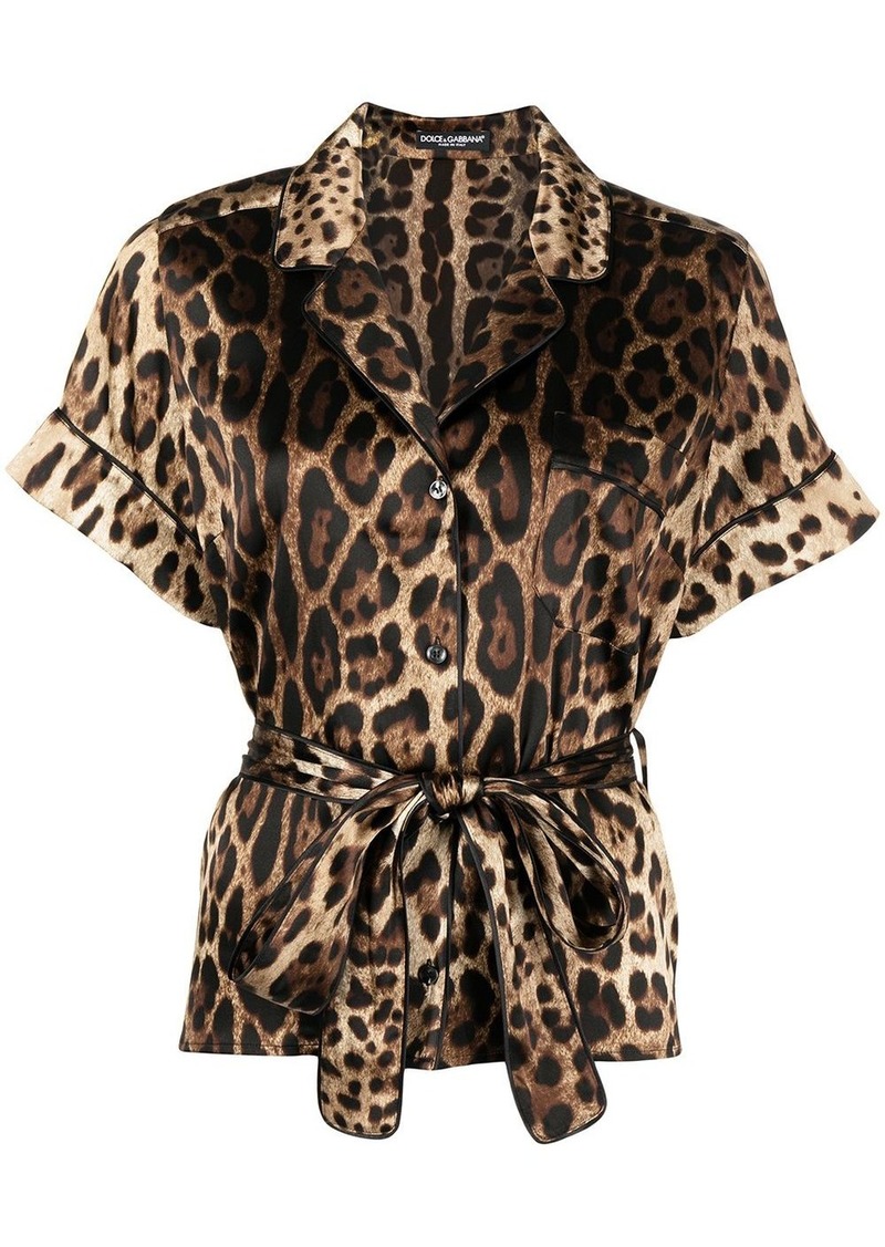 Dolce & Gabbana leopard-print belted silk shirt