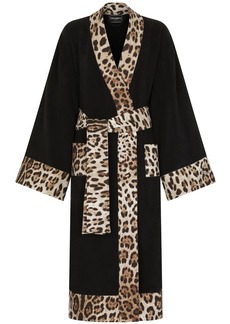 Dolce & Gabbana leopard print-trim bathrobe