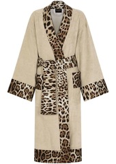 Dolce & Gabbana leopard-print trim belted bathrobe