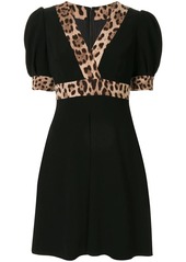 Dolce & Gabbana leopard print trimmed flared dress