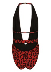 Dolce & Gabbana leopard-print V-neck one-piece
