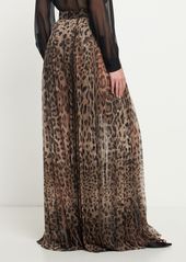 Dolce & Gabbana Leopard Print Wide Chiffon Pants