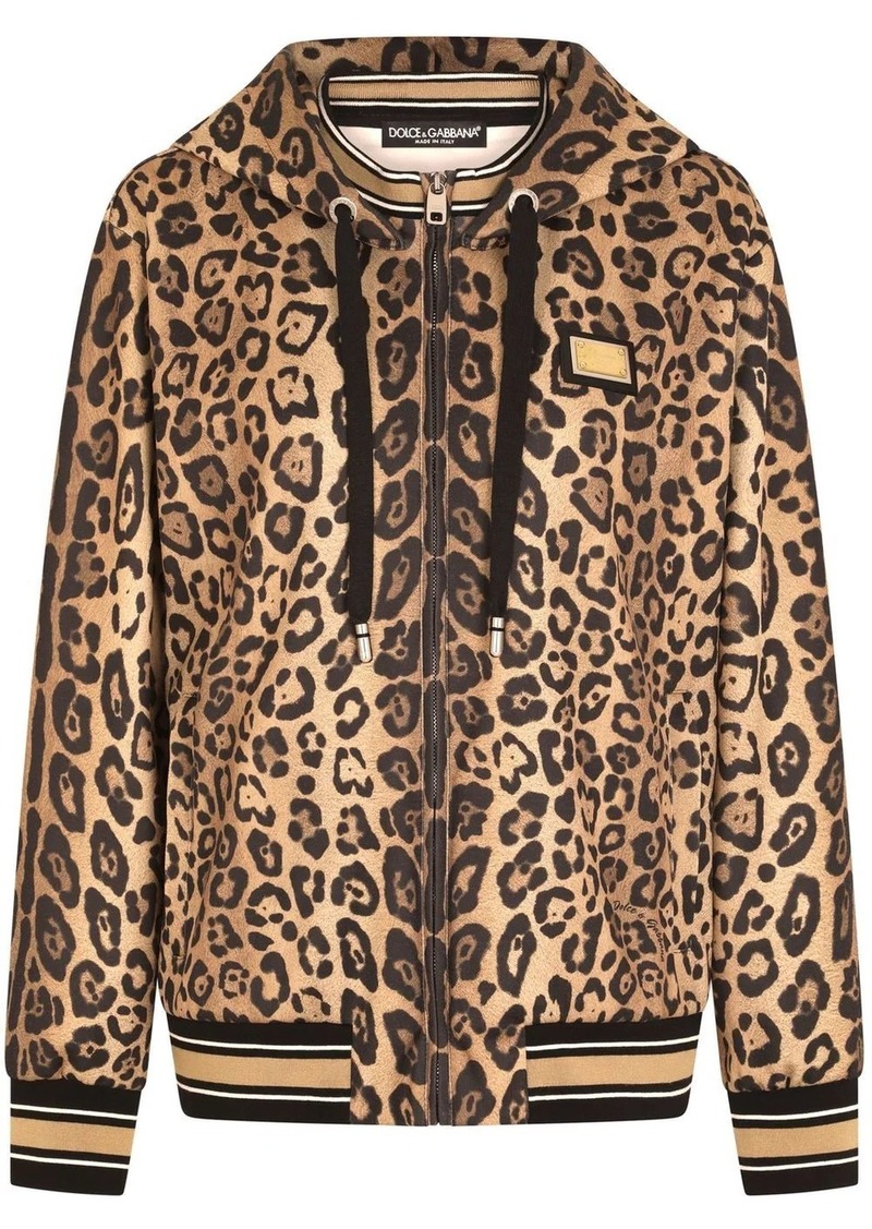 Dolce & Gabbana leopard-print zip-up hoodie