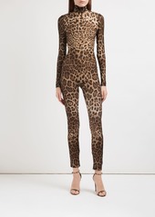 Dolce & Gabbana Leopard Printed Silk Chiffon Jumpsuit