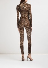 Dolce & Gabbana Leopard Printed Silk Chiffon Jumpsuit