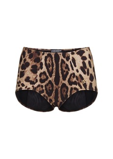 Dolce & Gabbana Leopart Print Jersey Bikini Bottoms