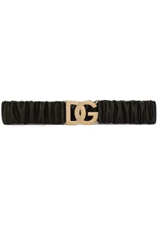 Dolce & Gabbana DG-logo ruched leather belt